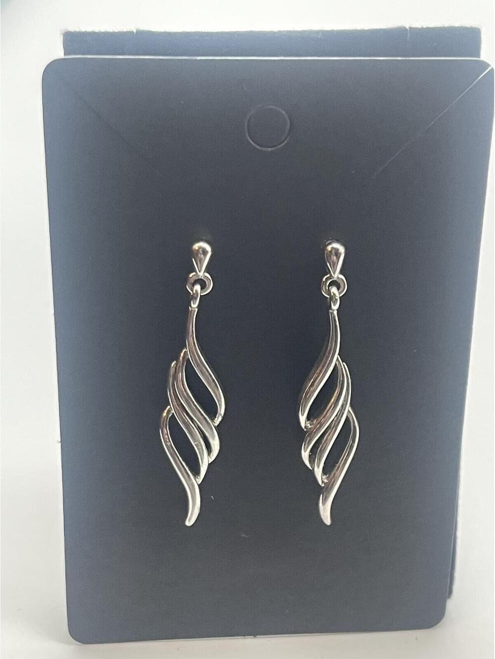 Silver Tone Abstract Drop Earrings